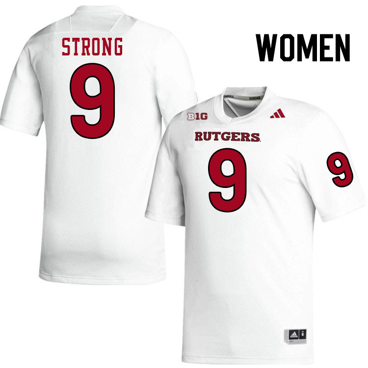 Women #9 Ian Strong Rutgers Scarlet Knights 2024 College Football Jerseys Stitched-White